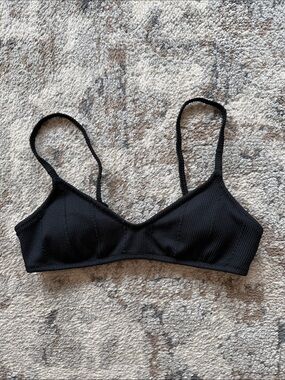 Aerie black ribbed scoop bikini top